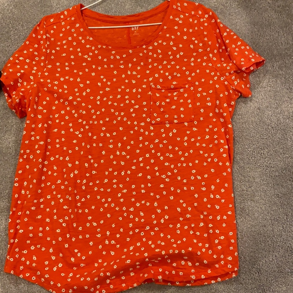 Gap 100% Cotton East T Orange Flower T-Shirt XL